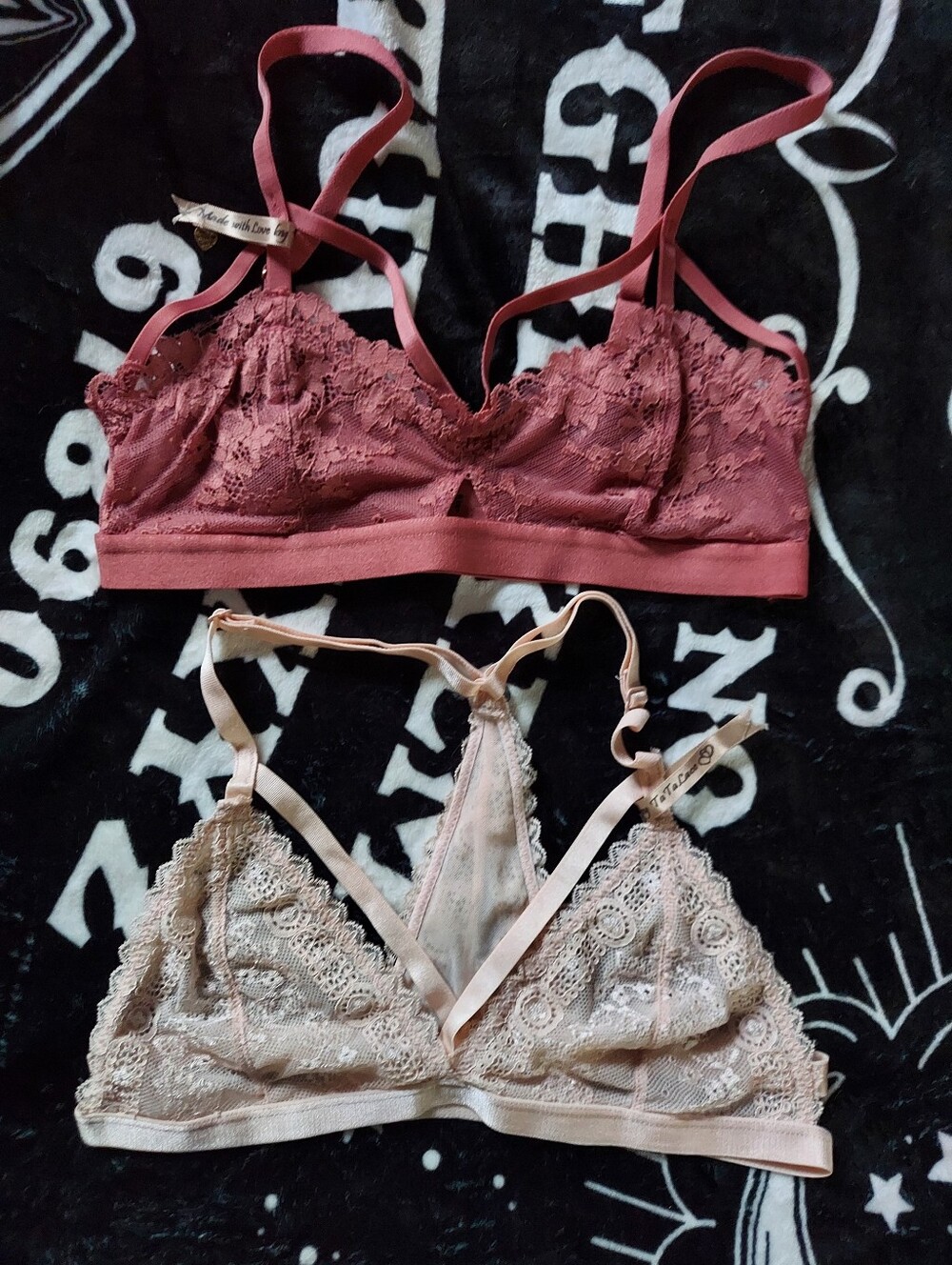 Lace Bralette Duo — Rosewood and Blush